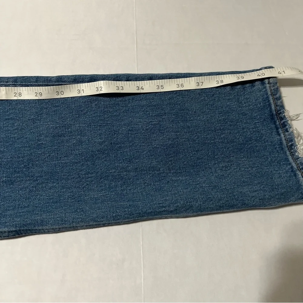 Abercrombie‎ 90s Straight Ultra High Rise Jeans size 27 Distressed Hem crossover